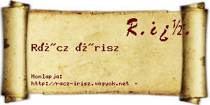Rácz Írisz névjegykártya